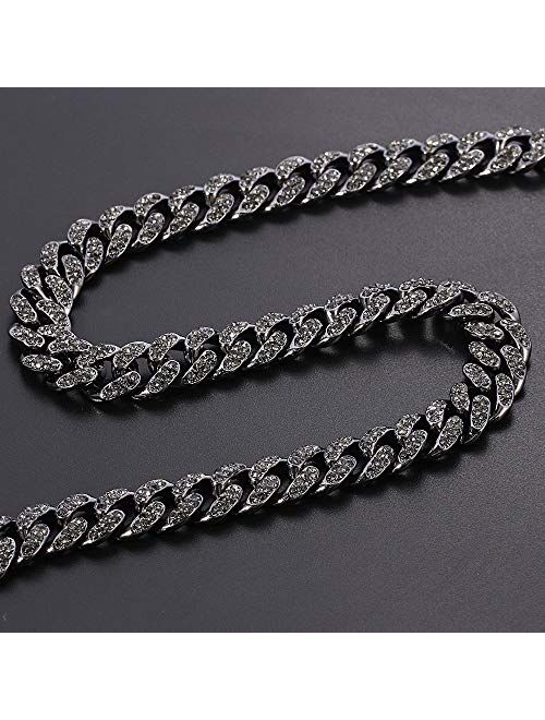 Cuban Link Necklace for Men - Hip Hop Necklace Iced Out with Bling Rhinestones, Fashion Accessory for Hip Hop Lovers