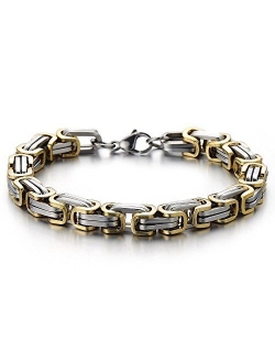 COOLSTEELANDBEYOND Masculine Style Stainless Steel Braid Link Bracelet for Men Silver Color Polished