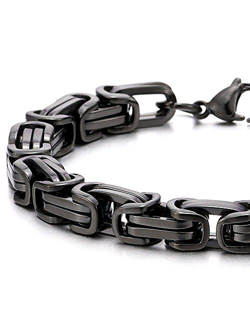 COOLSTEELANDBEYOND Masculine Style Stainless Steel Braid Link Bracelet for Men Silver Color Polished