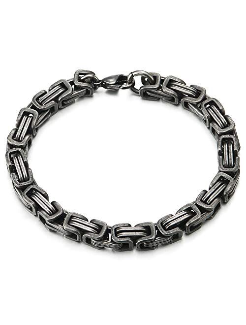 COOLSTEELANDBEYOND Masculine Style Stainless Steel Braid Link Bracelet for Men Silver Color Polished