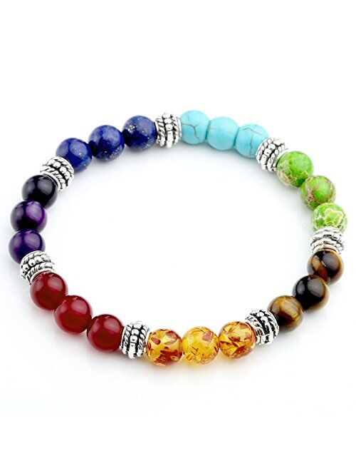 JOVIVI 7 Chakras Bracelet Reiki Healing Balancing Round Beads