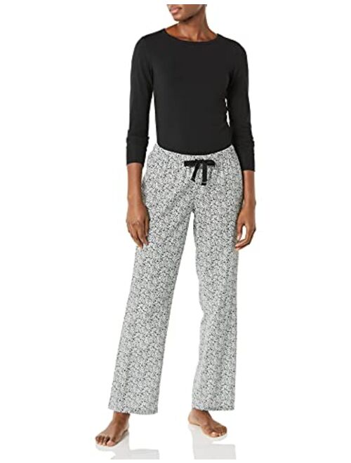 Amazon Essentials Women's Long Sleeve Knit Top and Lightweight Flannel Pajama Pant Set