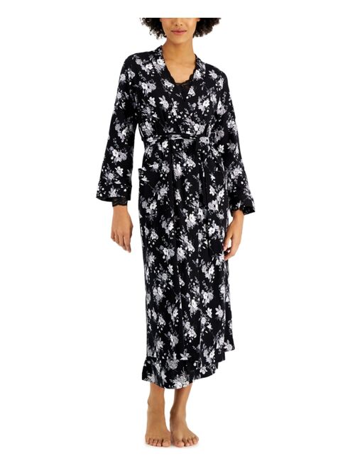 Charter Club Brushed Knit Floral Print Robe, Created for Macy's