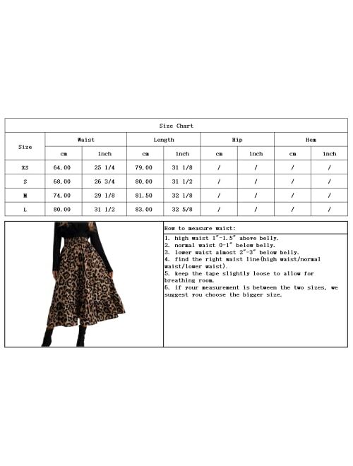 chouyatou Women's Flowy Elastic High Waist Leopard Floral Print A Line Tiered Midi Skirt