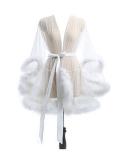 Kumeng Wedding Sexy Feather Robe Bridal Upgraded Illusion Tulle Long Scarf New Custom Made