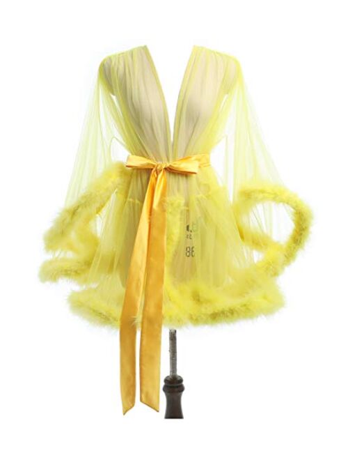 Kumeng Wedding Sexy Feather Robe Bridal Upgraded Illusion Tulle Long Scarf New Custom Made