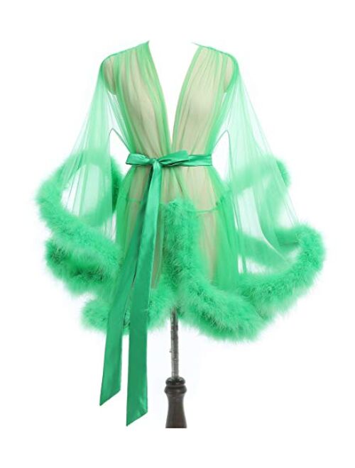 Kumeng Wedding Sexy Feather Robe Bridal Upgraded Illusion Tulle Long Scarf New Custom Made