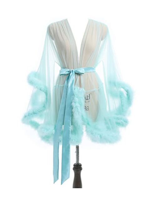 Kumeng Wedding Sexy Feather Robe Bridal Upgraded Illusion Tulle Long Scarf New Custom Made