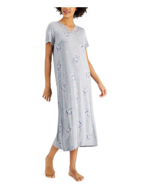 Charter Club Lace-Trim Short Sleeve Nightgown, Created for Macy's