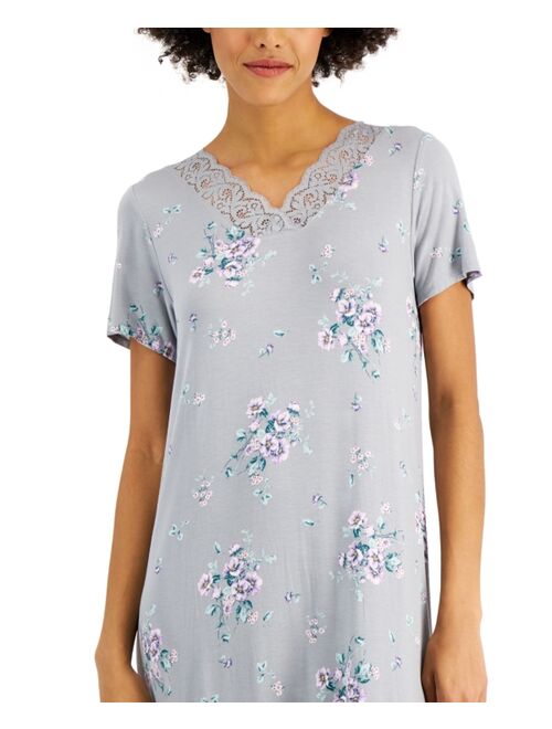 Charter Club Lace-Trim Short Sleeve Nightgown, Created for Macy's