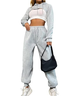 Women's Two Piece Outfit Tie Dye Crop Sweatshirt and Sweatpants Set