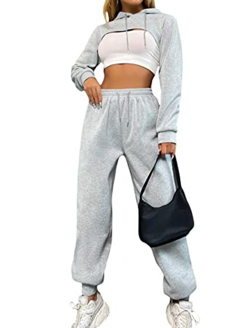 Floerns Women's Two Piece Outfit Tie Dye Crop Sweatshirt and Sweatpants Set