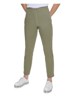 Twill Side-Zip Ankle Pants