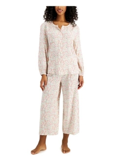 Cotton Swiss Dot Cropped Wide-Leg Pajama Set, Created for Macy's