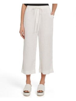 Linen Pull-On Wide-Leg Pants