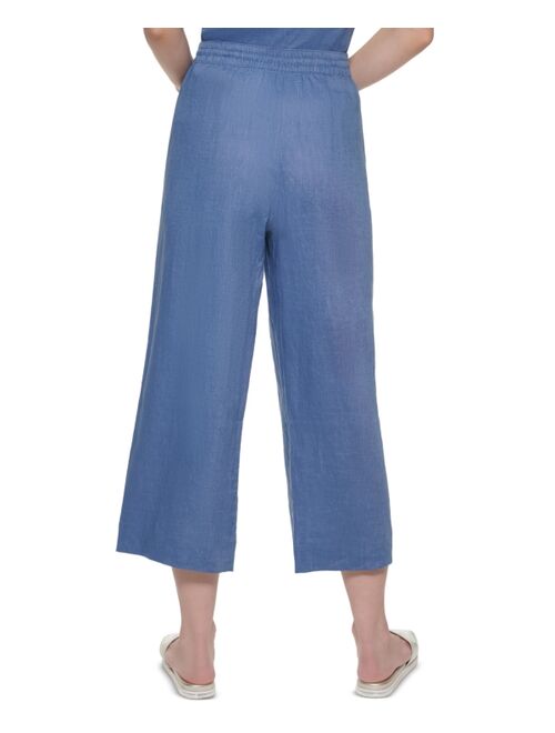 DKNY Linen Pull-On Wide-Leg Pants