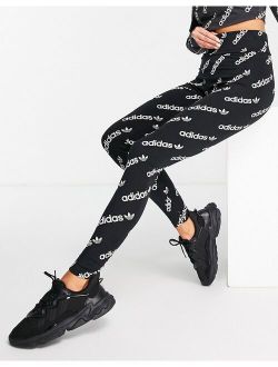 Logomania repeat logo leggings in black