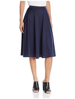 Star Vixen Women's Ponte Midi Full Skater Skirt