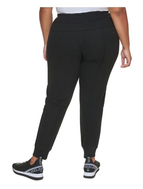 DKNY Sport Plus Size Embroidered Logo Pintucked Jogger Pants