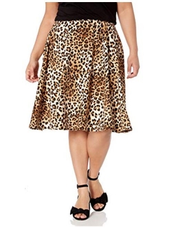 Star Vixen Women's Plus-Size Knee Length Full Skater Skirt