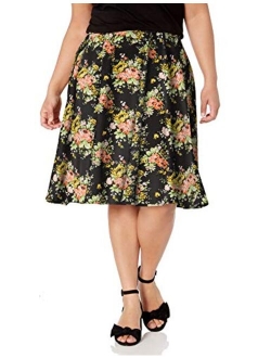 Star Vixen Women's Plus-Size Knee Length Full Skater Skirt