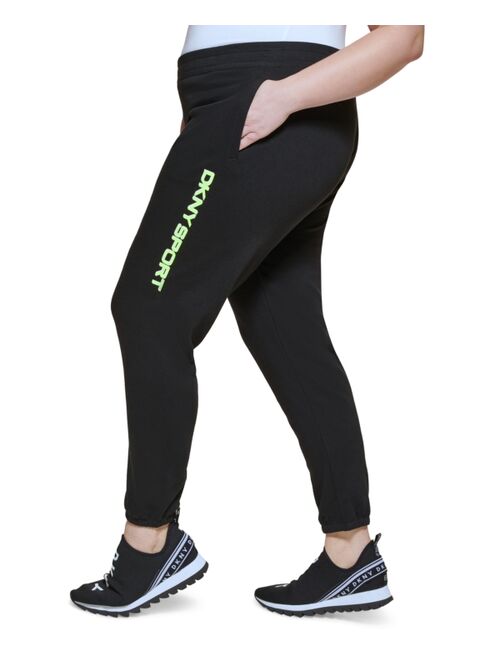 DKNY Sport Plus Size Logo High-Rise Joggers