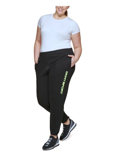 DKNY Sport Plus Size Logo High-Rise Joggers