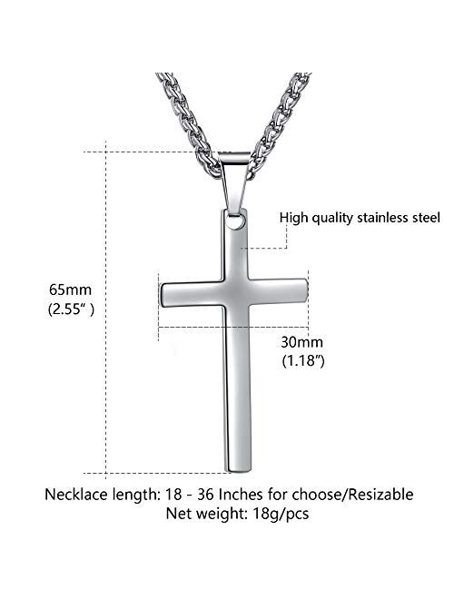 Jwelbuete Cross Pendant Necklace for Men Stainless Steel Titanium Necklace,18-36 Inches