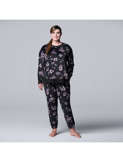 Plus Size Simply Vera Vera Wang Velour Pajama Top and Banded Bottom Pajama Pants