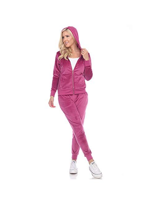 White Mark Women's Velour Tracksuit Loungewear 2pc Set