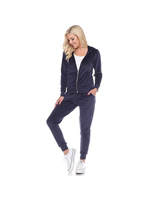 White Mark Women's Velour Tracksuit Loungewear 2pc Set