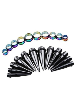 TOPBRIGHT 24PCS UV Acrylic Tapers and Surgical Steel Plugs Ear Gauges Kit Eyelets Stretching Set 00G-20mm