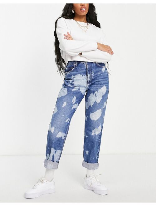 ASOS DESIGN Hourglass organic cotton blend 'slouchy' mom jean with paint splatter