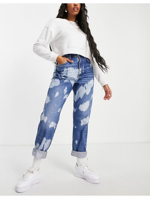 ASOS DESIGN Hourglass organic cotton blend 'slouchy' mom jean with paint splatter