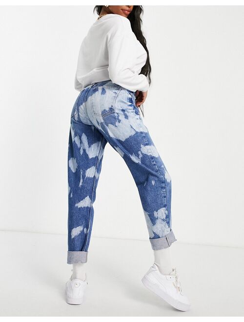 ASOS DESIGN Hourglass organic cotton blend 'slouchy' mom jean with paint splatter