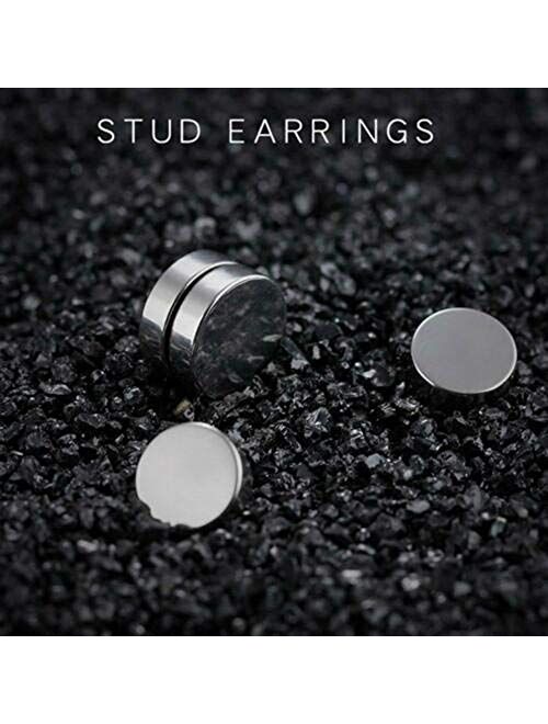 WAINIS 12 Pairs Stainless Steel Non Pierced Magnetic Earrings for Men Women CZ Clip on Dangle Earrings Set