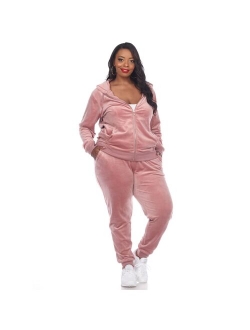 Plus Size Velour Tracksuit Loungewear 2pc Set