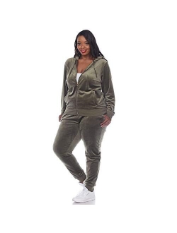 Plus Size Velour Tracksuit Loungewear 2pc Set