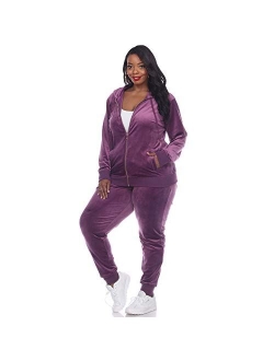 Plus Size Velour Tracksuit Loungewear 2pc Set