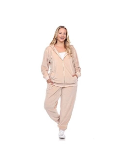 Plus Size Velour Tracksuit Loungewear 2pc Set