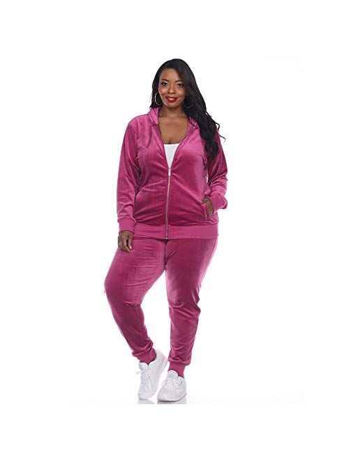 White Mark Plus Size Velour Tracksuit Loungewear 2pc Set