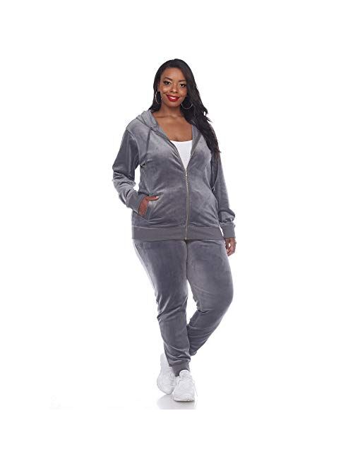 White Mark Plus Size Velour Tracksuit Loungewear 2pc Set