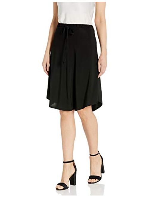 Star Vixen Women's Tie-Waist Ity Stretch A-line Mid-Length Skirt