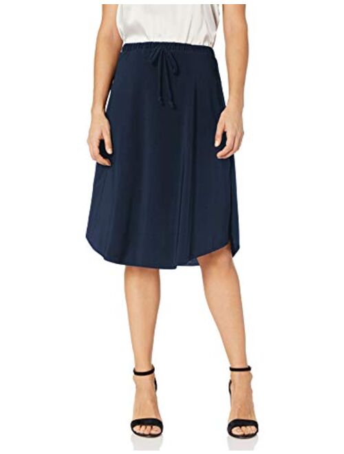 Star Vixen Women's Tie-Waist Ity Stretch A-line Mid-Length Skirt