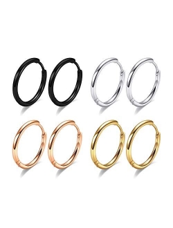 316L Surgical Steel Hoop Earrings, 6mm 8mm 10mm Huggie Hoop Earrings Men Hypoallergenic, Small Sleeper Mens Hoop Earrings Cartilage Earrings for Women 20G 18G