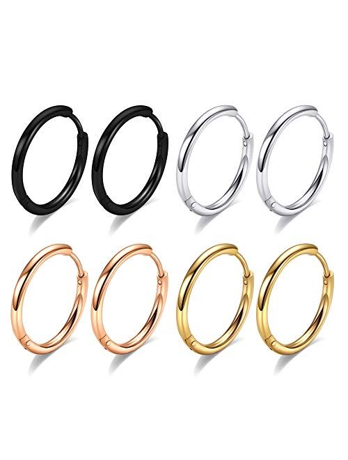 316L Surgical Steel Hoop Earrings, 6mm 8mm 10mm Huggie Hoop Earrings Men Hypoallergenic, Small Sleeper Mens Hoop Earrings Cartilage Earrings for Women 20G 18G