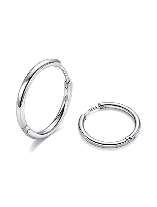 316L Surgical Steel Hoop Earrings, 6mm 8mm 10mm Huggie Hoop Earrings Men Hypoallergenic, Small Sleeper Mens Hoop Earrings Cartilage Earrings for Women 20G 18G