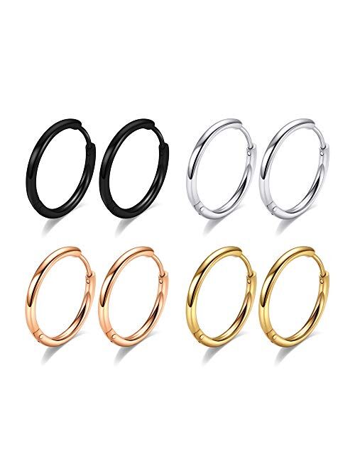 316L Surgical Steel Hoop Earrings, 6mm 8mm 10mm Huggie Hoop Earrings Men Hypoallergenic, Small Sleeper Mens Hoop Earrings Cartilage Earrings for Women 20G 18G