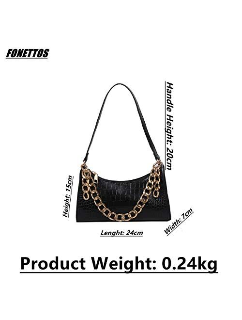 FONETTOS Classic Clutch Handbag, Small Shoulder Bag for Women 90s Retro Mini Purse Bag