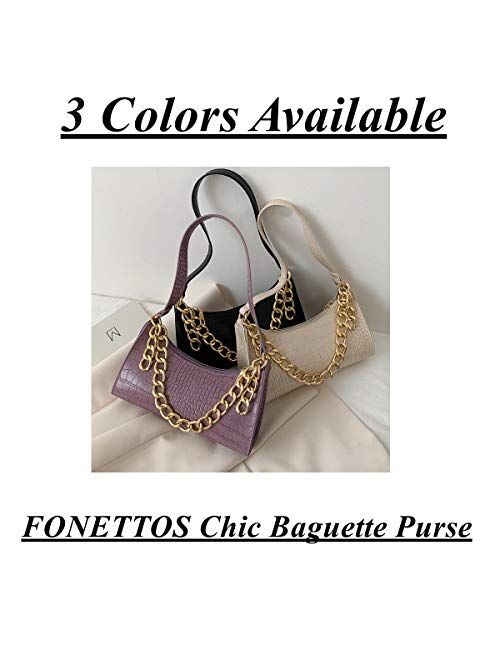 FONETTOS Classic Clutch Handbag, Small Shoulder Bag for Women 90s Retro Mini Purse Bag